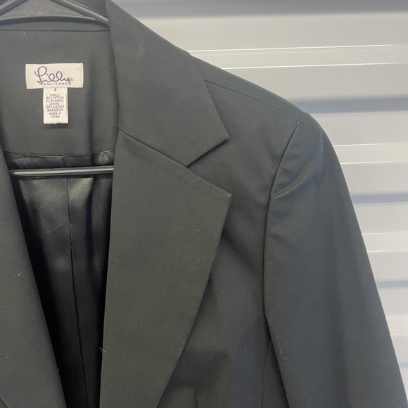 Lilly Pulitzer Blazer Womens 8 Black Tie Waist Jacket Lined Career Work - Picture 12 of 16